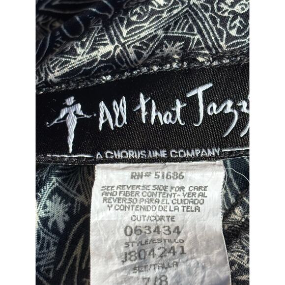 Vintage 90s All That Jazz Abstract Floral Maxi Dress Open Cross Back Black - Picture 8 of 10